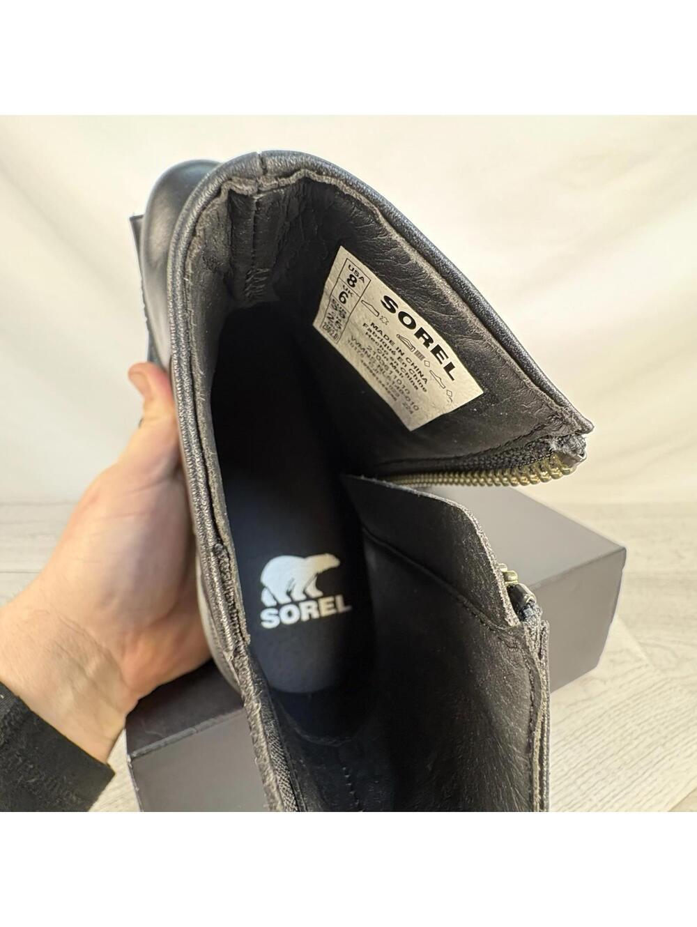 SOREL Ona Ave Black Wedge Zip Bootie - Size 8 - Picture 8 of 10